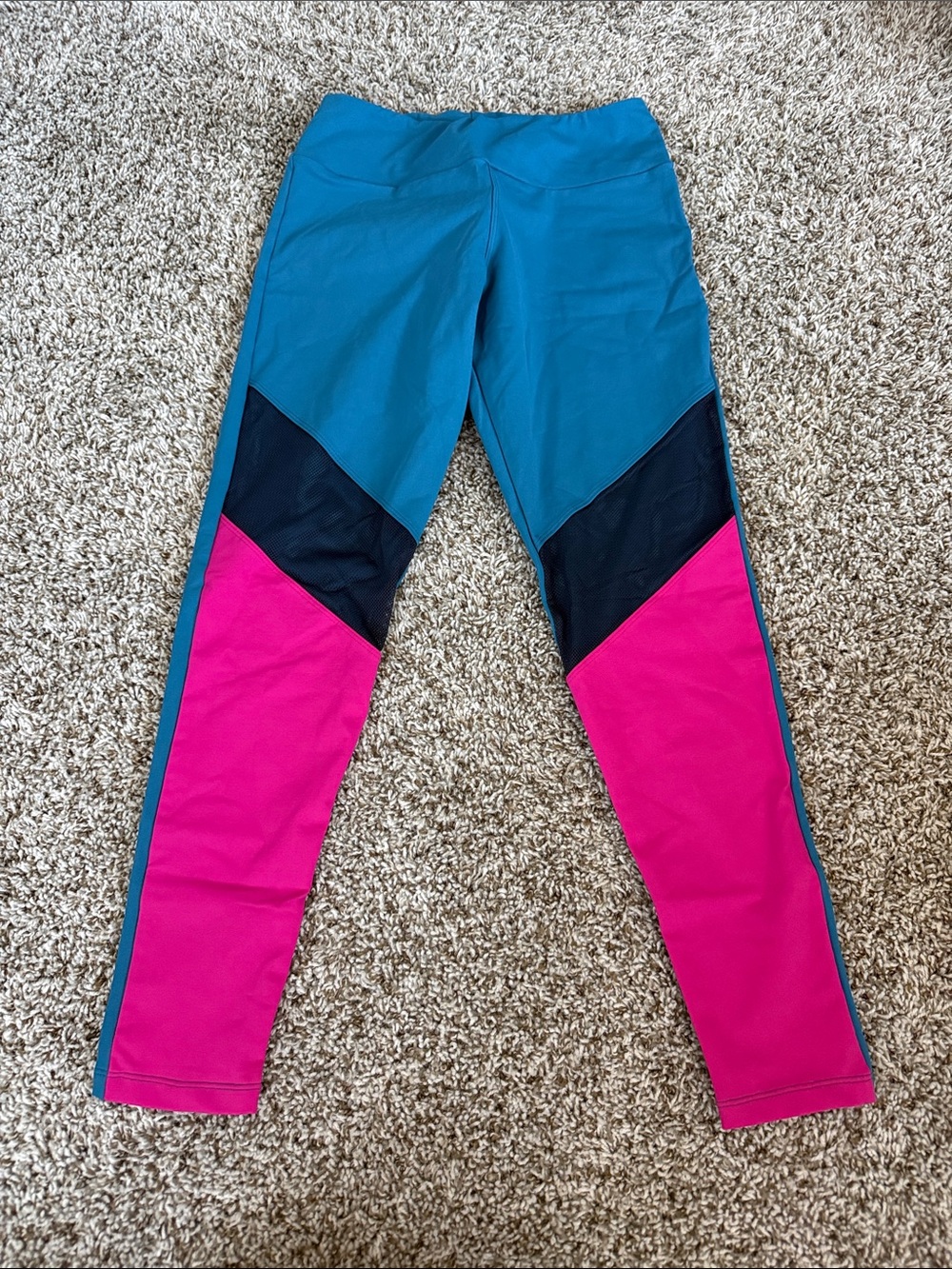 Women’s Colorblock Leggings - Teal & Hot Pink